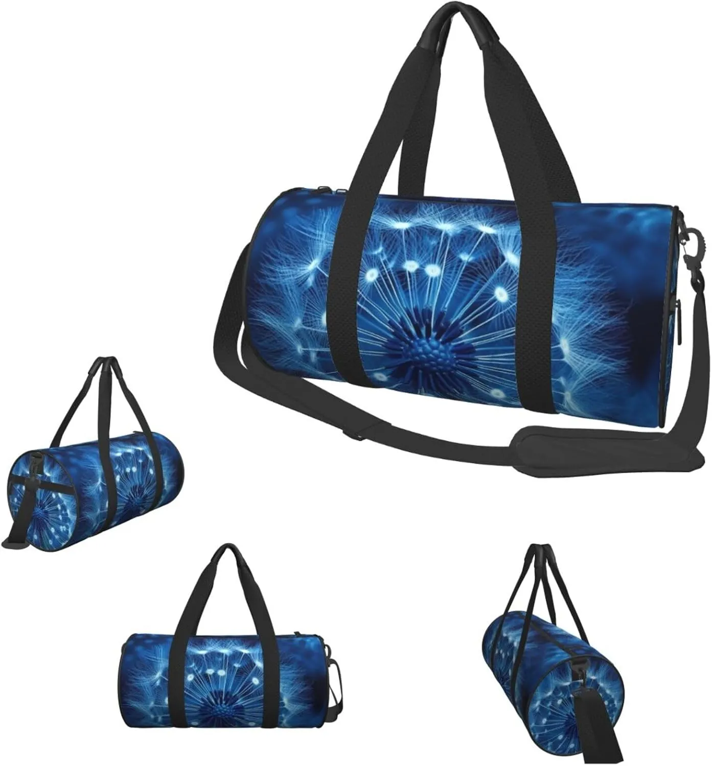 Sports Gym Bag for Women Men Travel Duffel Bag Tote Weekender Bag Carry on Overnight Bag for Travel Swimming Fitness Workout Sports Blue Dandelion Duffle Bag