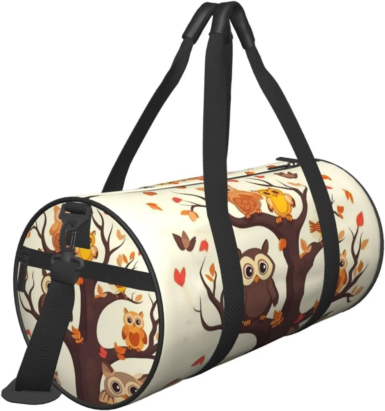 Sports Gym Bag for Women Men Travel Duffel Bag Tote Weekender Bag Carry on Overnight Bag for Travel Swimming Fitness Workout Sports Cartoon Family Owls On The Brown Tree Duffle Bag