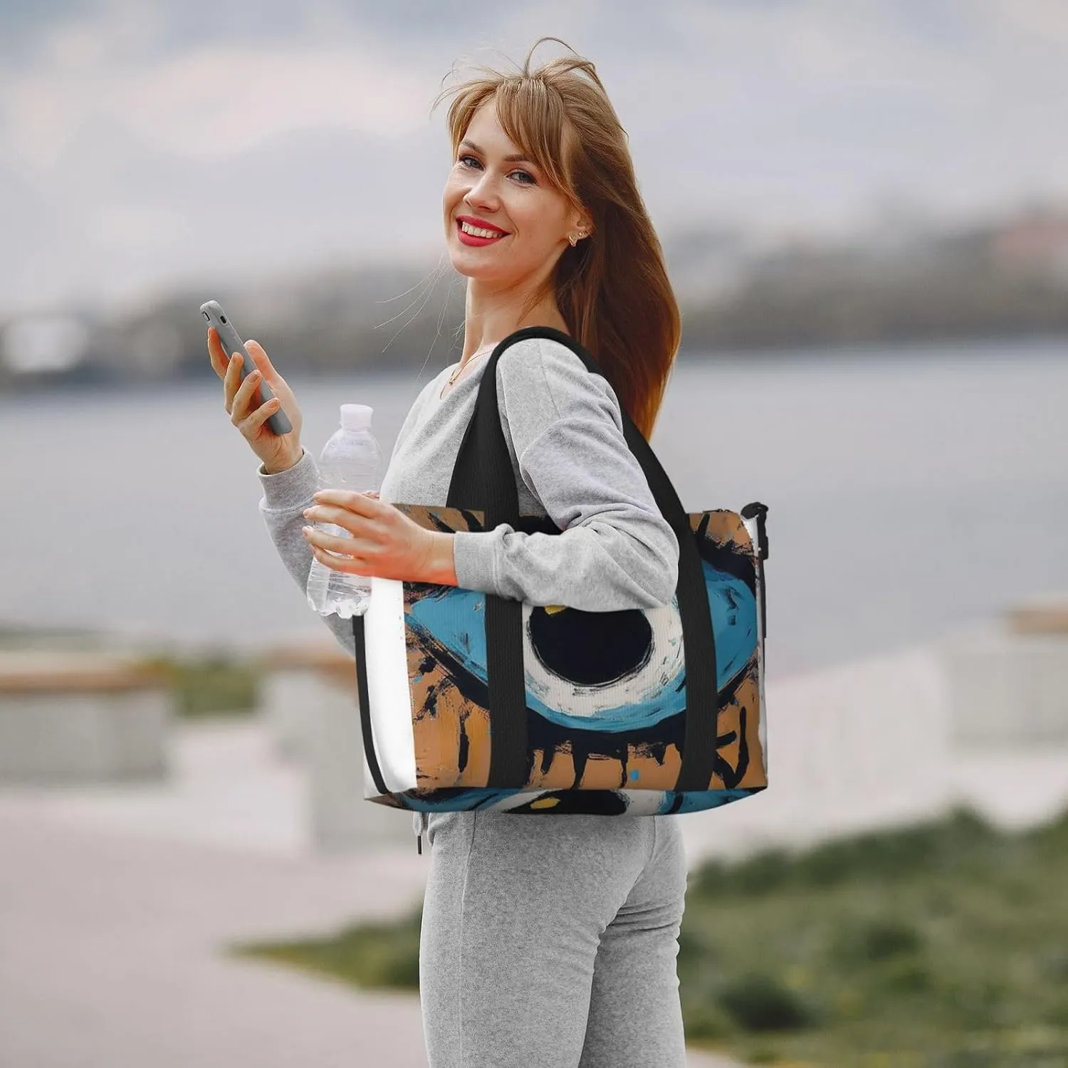 Sports Gym Bag for Women Men Travel Duffel Bag Tote Weekender Bag Carry on Overnight Bag for Travel Swimming Fitness Workout Sports Evil eye Duffle Bag