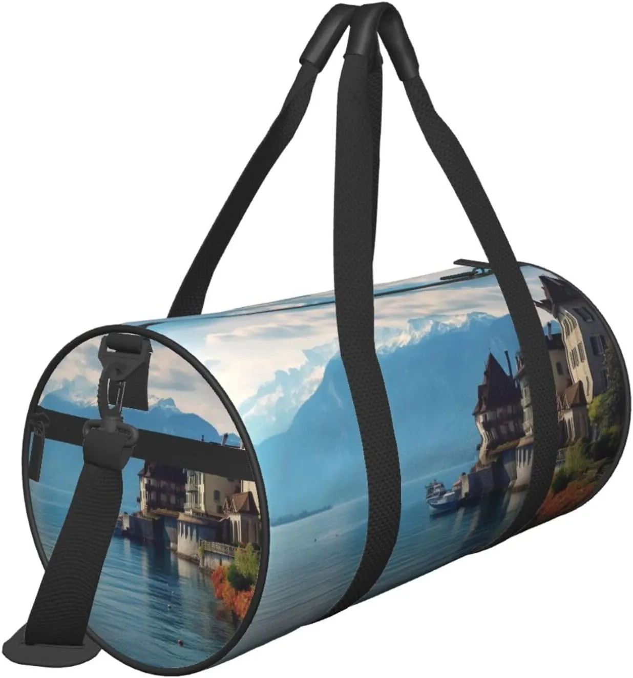 Sports Gym Bag for Women Men Travel Duffel Bag Tote Weekender Bag Carry on Overnight Bag for Travel Swimming Fitness Workout Sports Lake Geneva Switzerland Duffle Bag