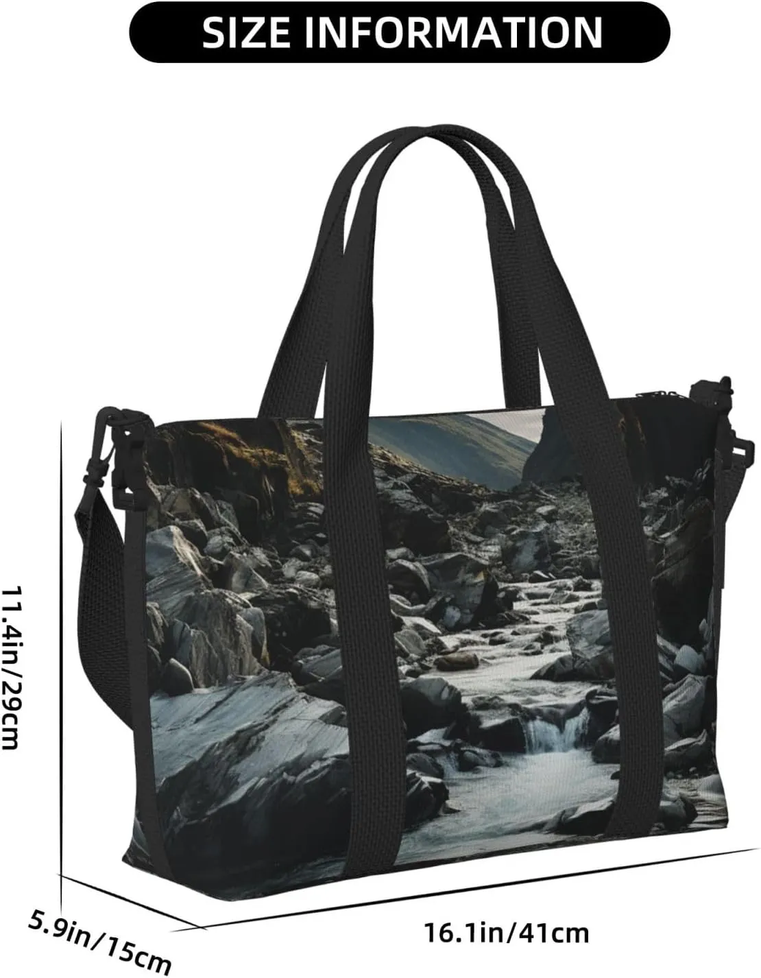 Sports Gym Bag for Women Men Travel Duffel Bag Tote Weekender Bag Carry on Overnight Bag for Travel Swimming Fitness Workout Sports River and gray rocks Duffle Bag