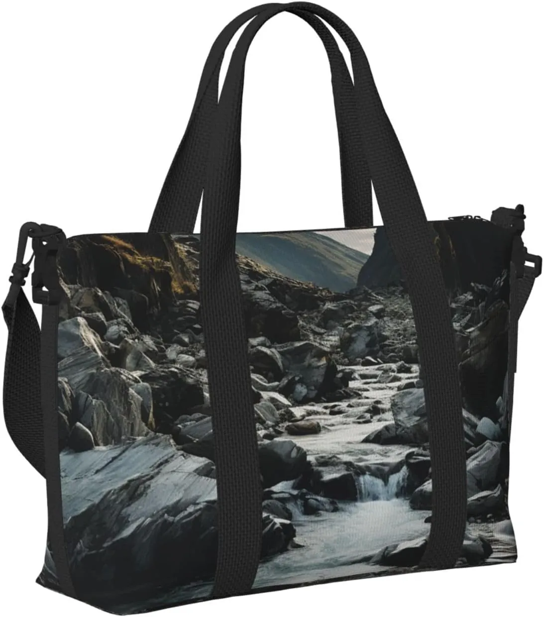 Sports Gym Bag for Women Men Travel Duffel Bag Tote Weekender Bag Carry on Overnight Bag for Travel Swimming Fitness Workout Sports River and gray rocks Duffle Bag