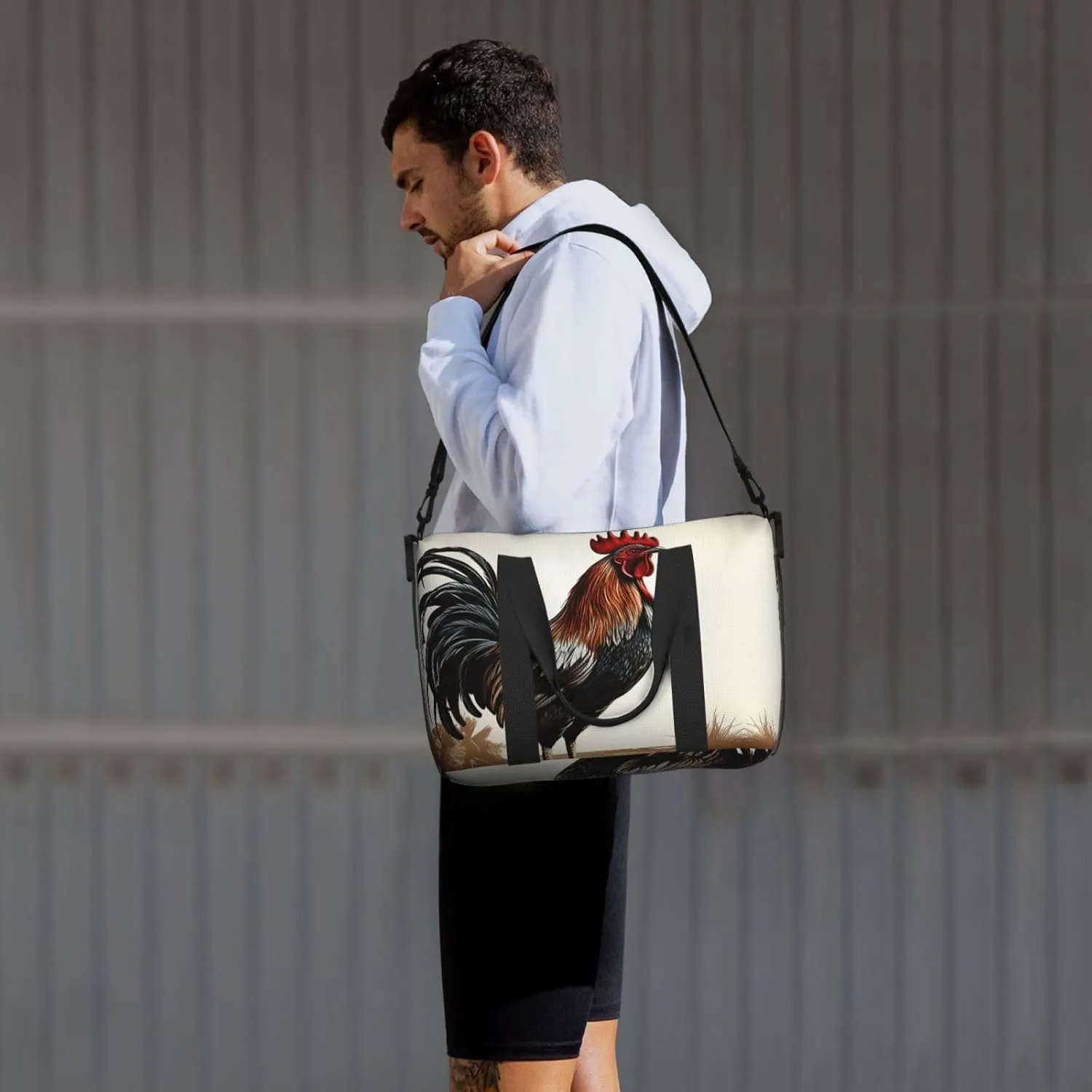 Sports Gym Bag for Women Men Travel Duffel Bag Tote Weekender Bag Carry on Overnight Bag for Travel Swimming Fitness Workout Sports Rooster Duffle Bag
