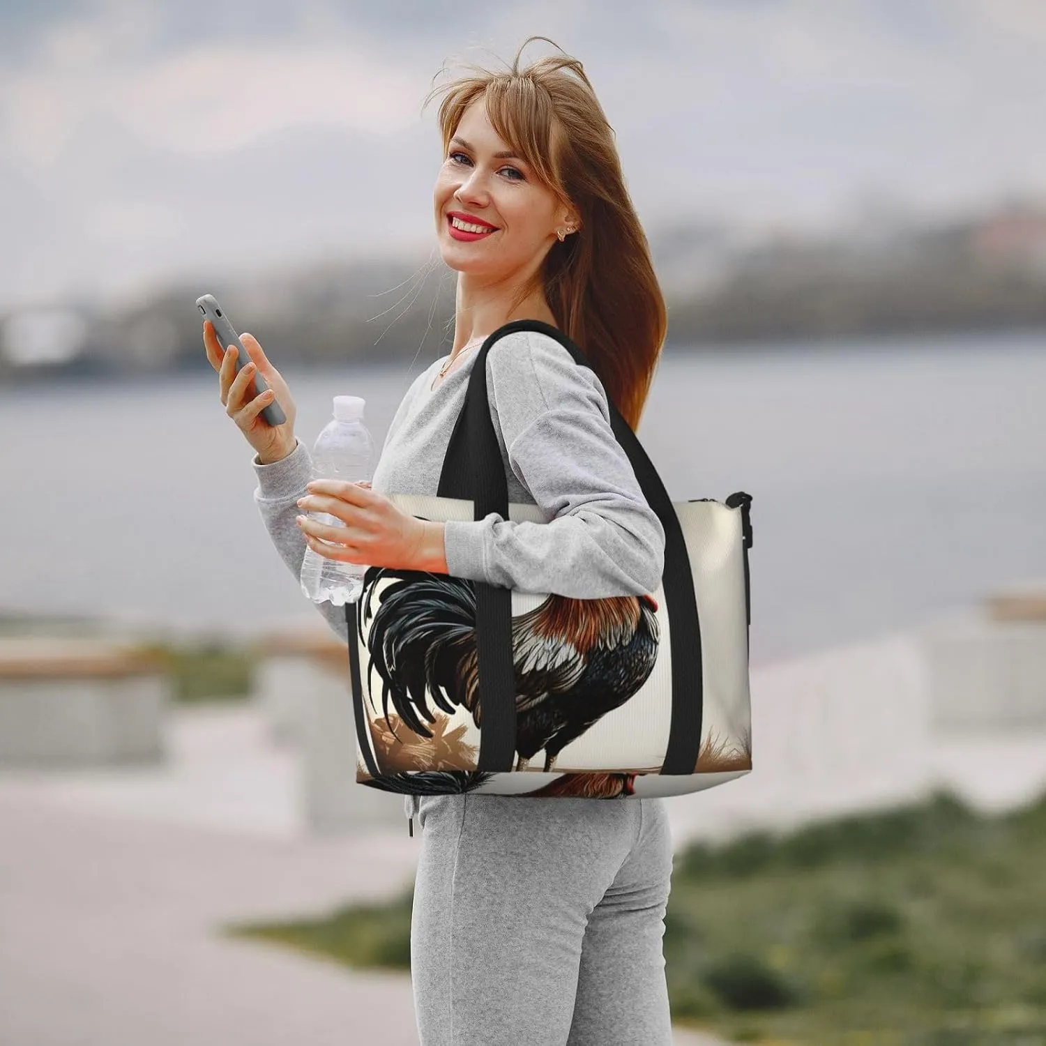 Sports Gym Bag for Women Men Travel Duffel Bag Tote Weekender Bag Carry on Overnight Bag for Travel Swimming Fitness Workout Sports Rooster Duffle Bag
