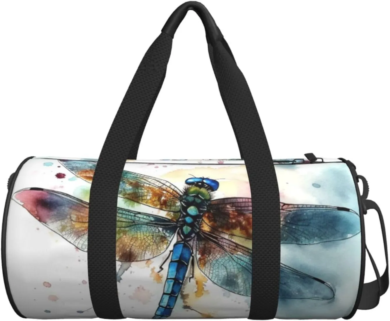 Sports Gym Bag for Women Men Travel Duffel Bag Tote Weekender Bag Carry on Overnight Bag for Travel Swimming Fitness Workout Sports Watercolour Dragonfly Duffle Bag