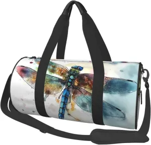 Sports Gym Bag for Women Men Travel Duffel Bag Tote Weekender Bag Carry on Overnight Bag for Travel Swimming Fitness Workout Sports Watercolour Dragonfly Duffle Bag