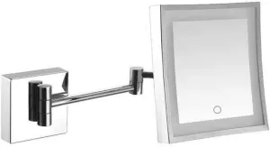 Square Vanity Cosmetic Mirror Wall Mount 3X Magnification Extendable for Shaving in Bedroom(Silver)