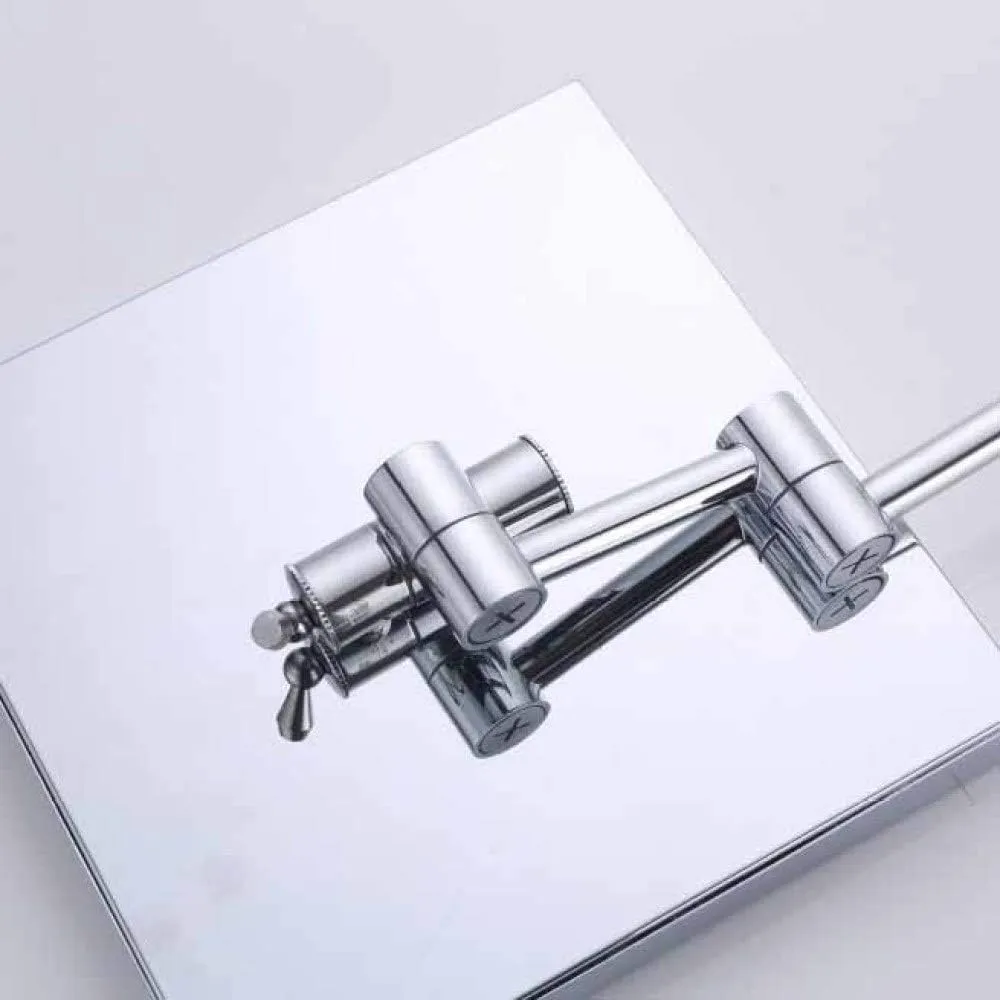 Square Vanity Cosmetic Mirror Wall Mount 3X Magnification Extendable for Shaving in Bedroom(Silver)