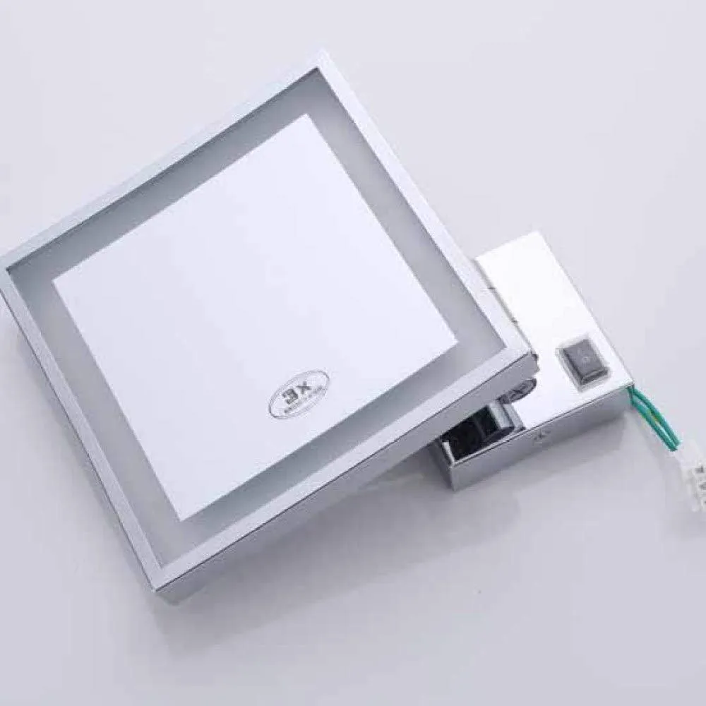 Square Vanity Cosmetic Mirror Wall Mount 3X Magnification Extendable for Shaving in Bedroom(Silver)