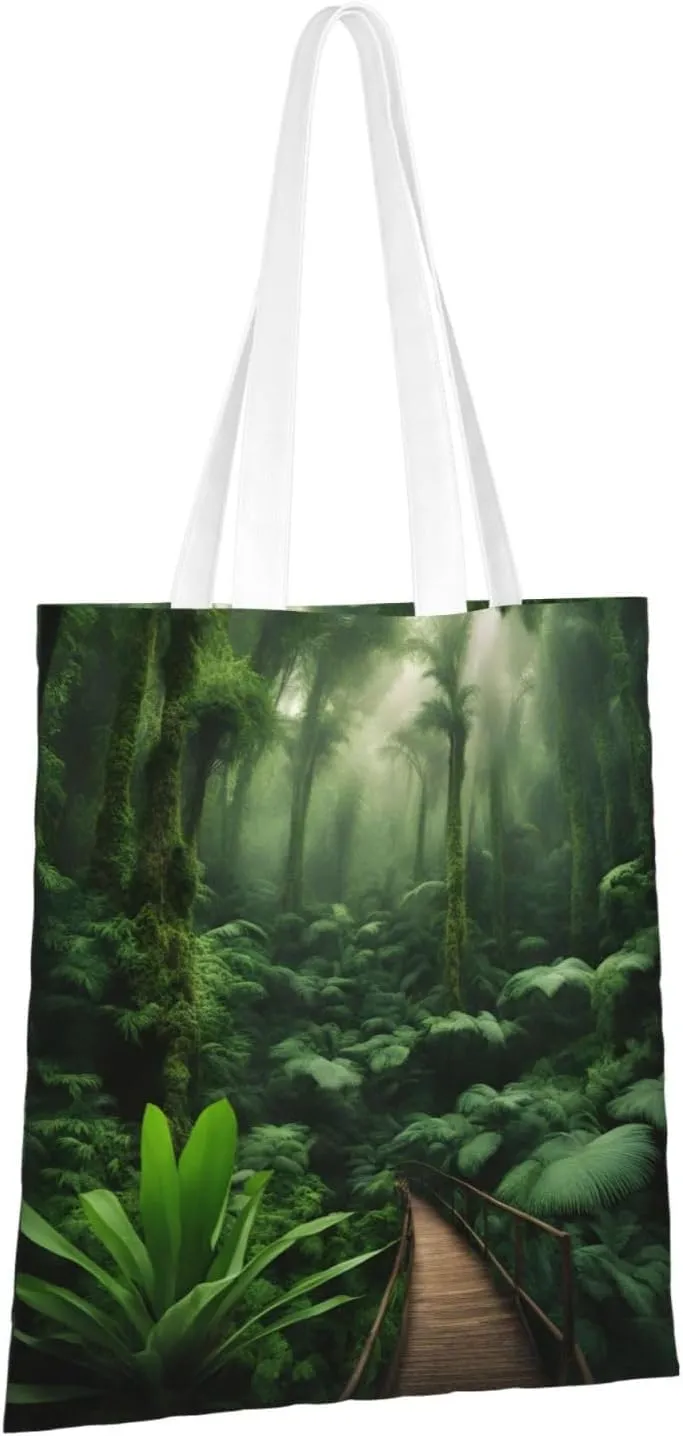 SSIMOO Tropical Rainforest Fashion Canvas Tote Bag-Personalized Handbag,Multifunctional Bag,Elegant And Minimalist