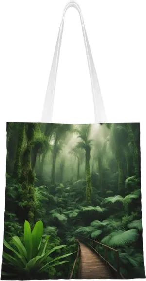 SSIMOO Tropical Rainforest Fashion Canvas Tote Bag-Personalized Handbag,Multifunctional Bag,Elegant And Minimalist