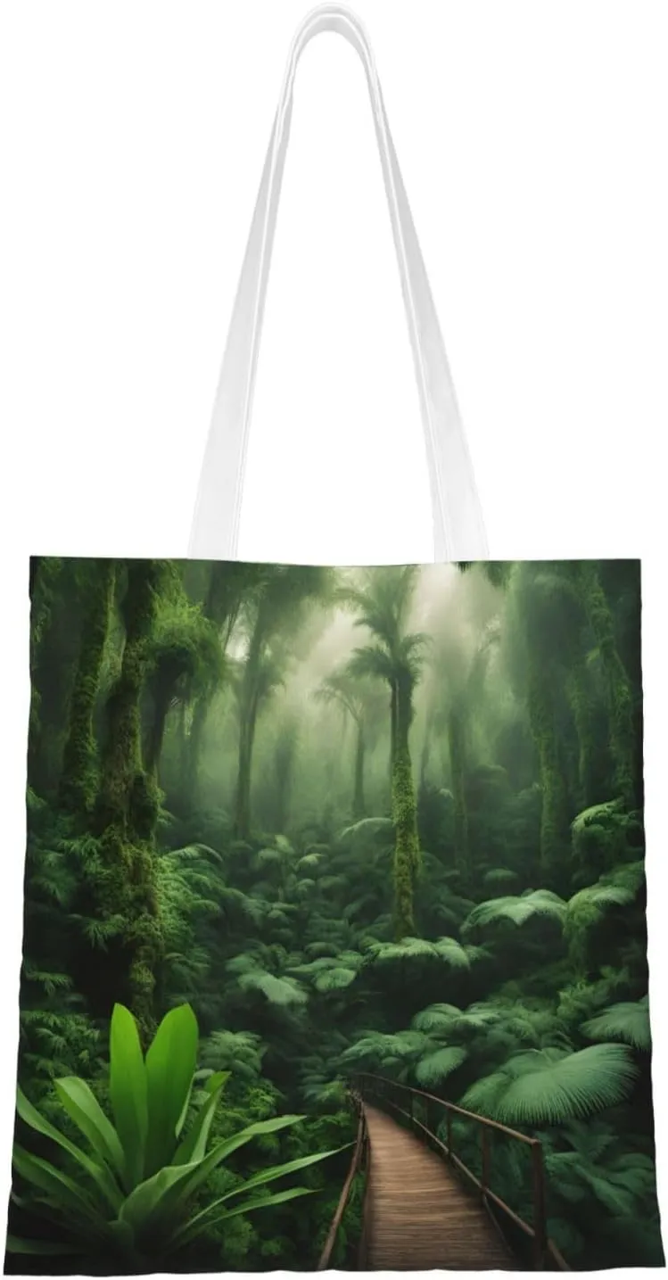 SSIMOO Tropical Rainforest Fashion Canvas Tote Bag-Personalized Handbag,Multifunctional Bag,Elegant And Minimalist