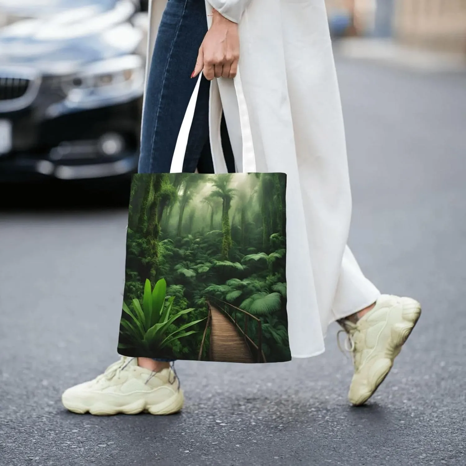 SSIMOO Tropical Rainforest Fashion Canvas Tote Bag-Personalized Handbag,Multifunctional Bag,Elegant And Minimalist