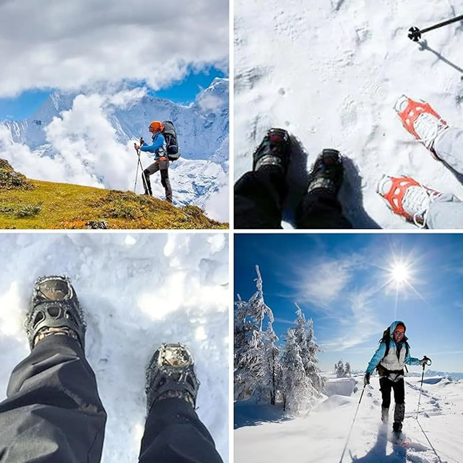 Stainless Steels Ice Grippers Spikes Outdoor 18/19 Tooth Ice Claw Spikes Chain Ice Grasping Skiing Claw