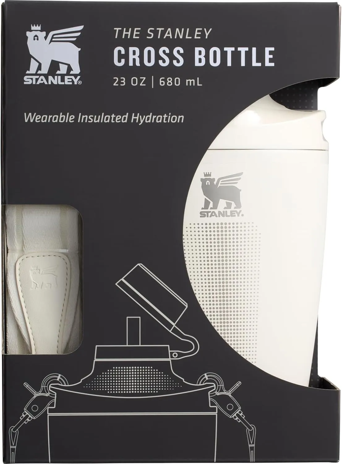 Stanley Cross Bottle 23 oz | Travel Water Bottle with Jacquard Strap | Leakproof Tritan Lid with Removable Straw | Insulated Stainless Steel | BPA-Free | Cream