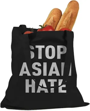STOP ASIAN HATE Cotton Canvas Tote Bag