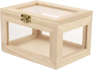 Storage Box 2 pcs Preserved Flower Box Clear Window Gift Wooden Jewelry Box Antique Storage Box Organizer Container Cases Keepsake Chest Trinket Box Jewelry Boxes
