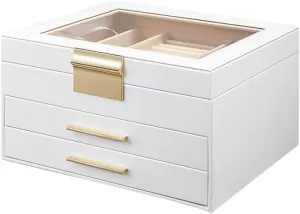 Storage Box Jewelry Organizer Drawer Type Jewelry Box Storage Box Cosmetic Box Ring Earring Necklace Bracelet Watch Small Jewelry Three-Layer Storage Box Jewelry Box