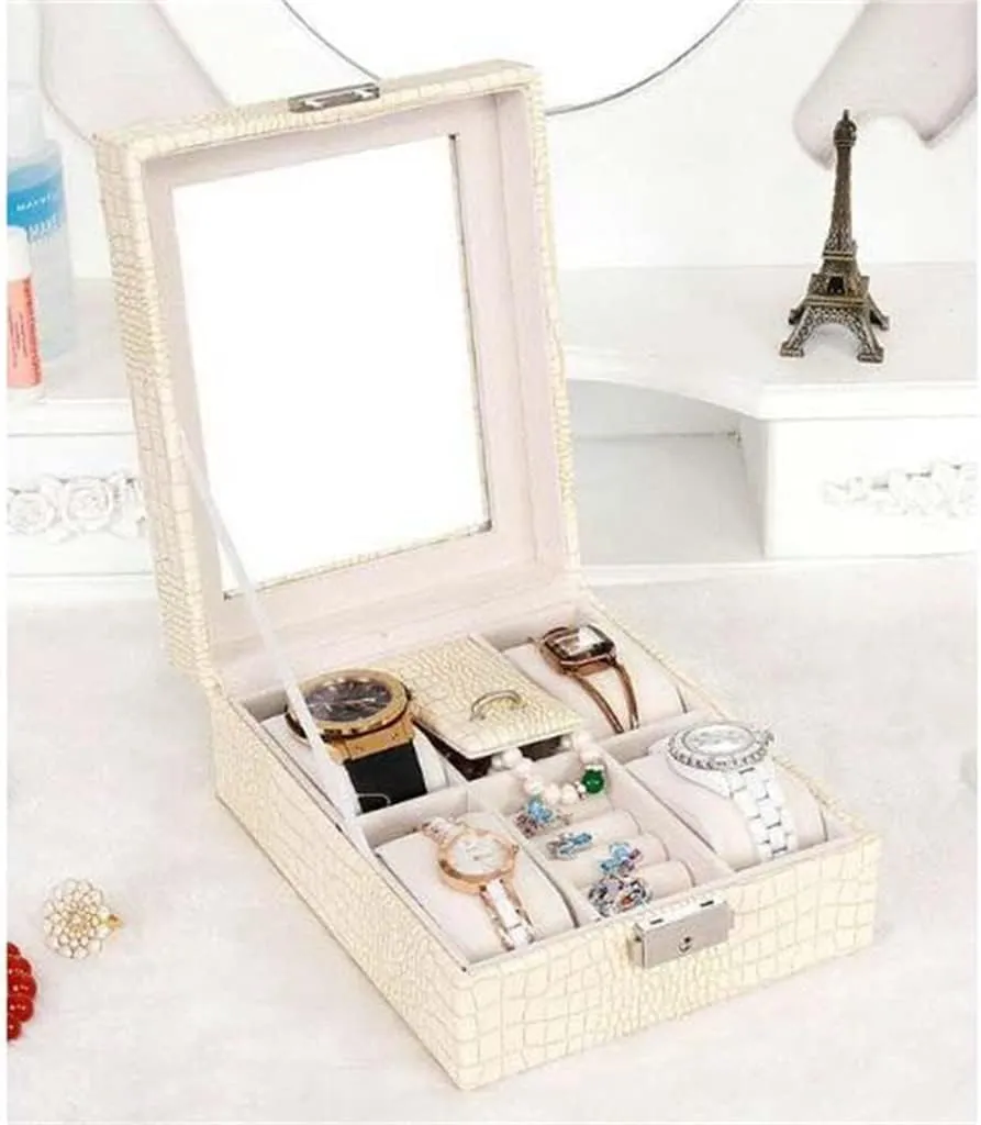 Storage Box Watch Jewelry Organizer Cosmetic Jewelry Transparent Glass Display Watches