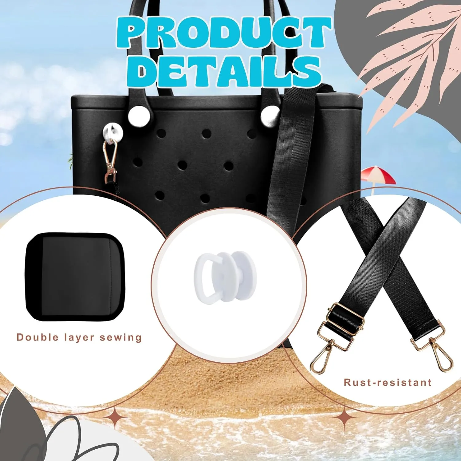 Strap Wrap for Bogg Bag Accessories, Adjustable Crossbody Shoulder Strap Wrap with Detachable Pad, For XL Medium Bog Bag