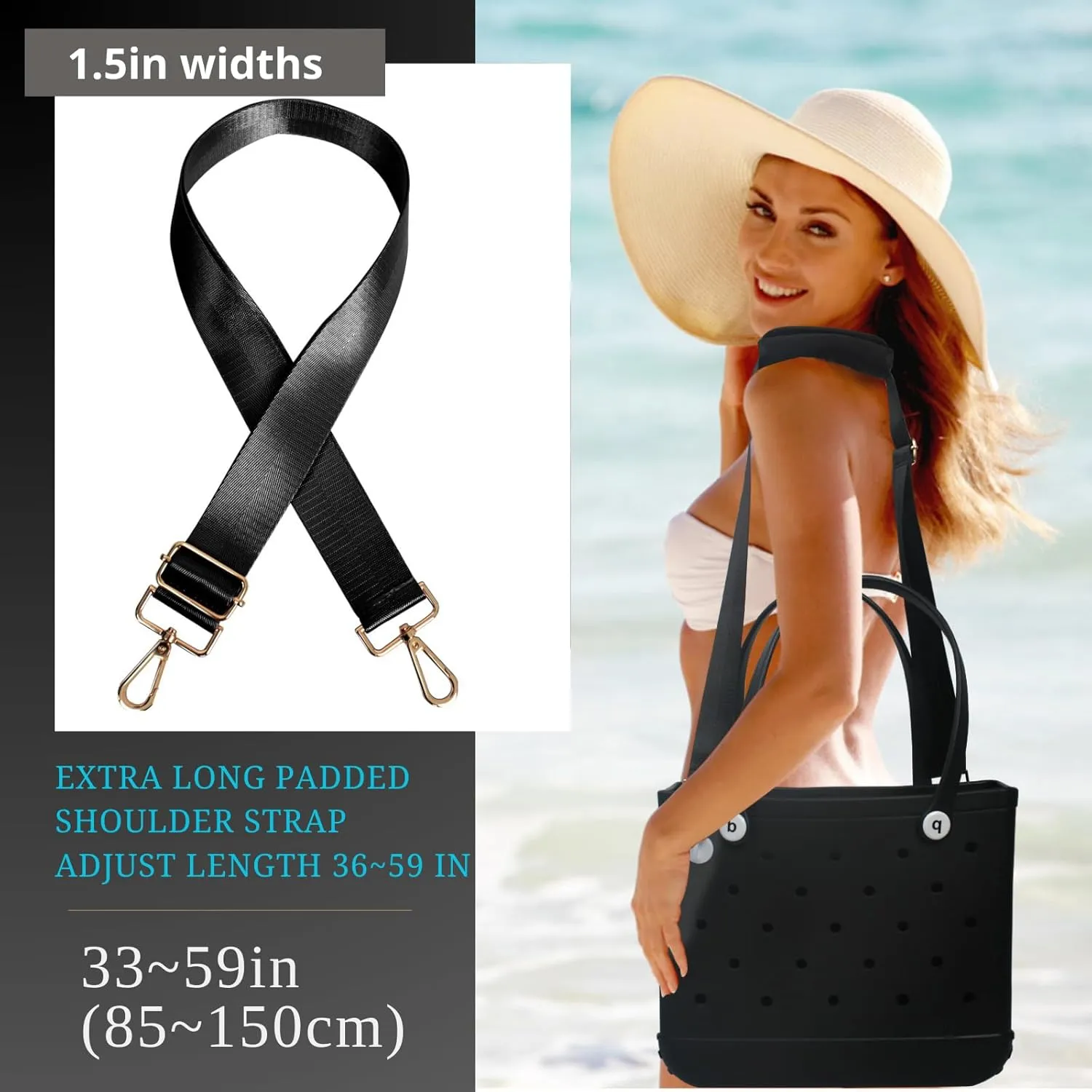 Strap Wrap for Bogg Bag Accessories, Adjustable Crossbody Shoulder Strap Wrap with Detachable Pad, For XL Medium Bog Bag