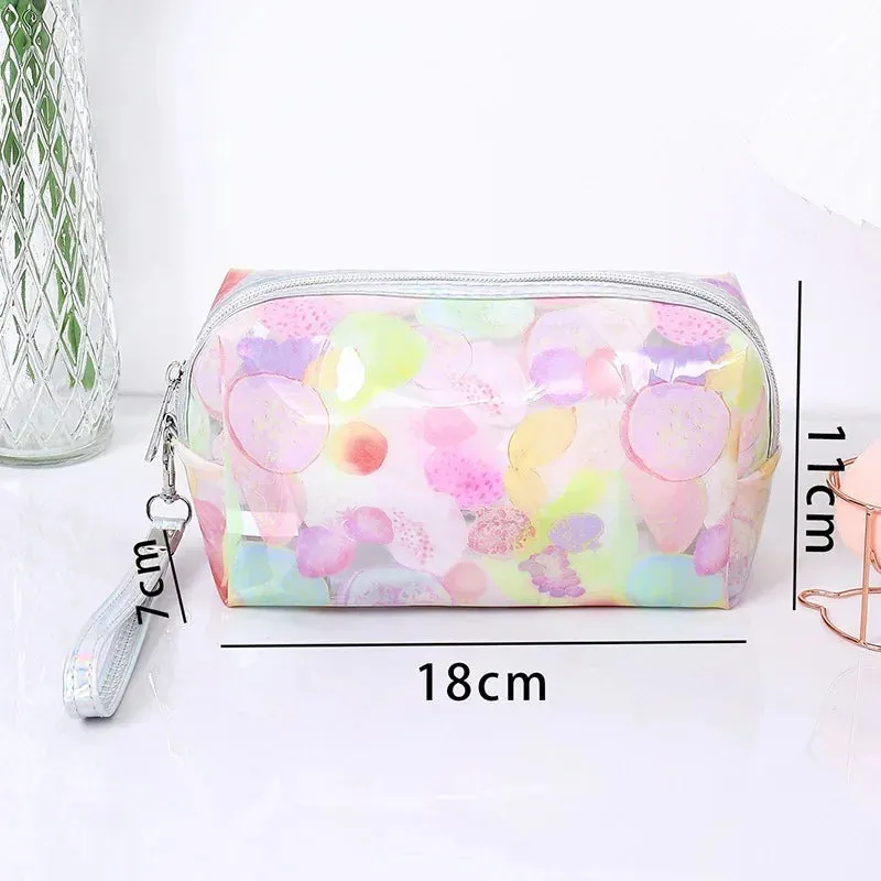 Strawberry/Butterfly/Fruit Print Transparent  PVC Cosmetic Bag Good For Travel