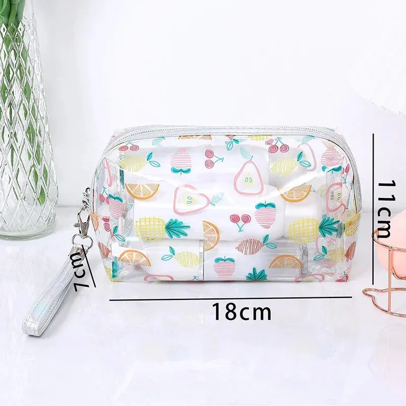 Strawberry/Butterfly/Fruit Print Transparent  PVC Cosmetic Bag Good For Travel