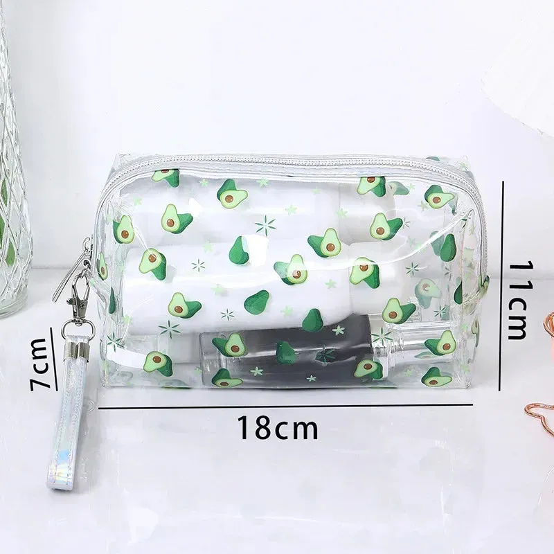 Strawberry/Butterfly/Fruit Print Transparent  PVC Cosmetic Bag Good For Travel