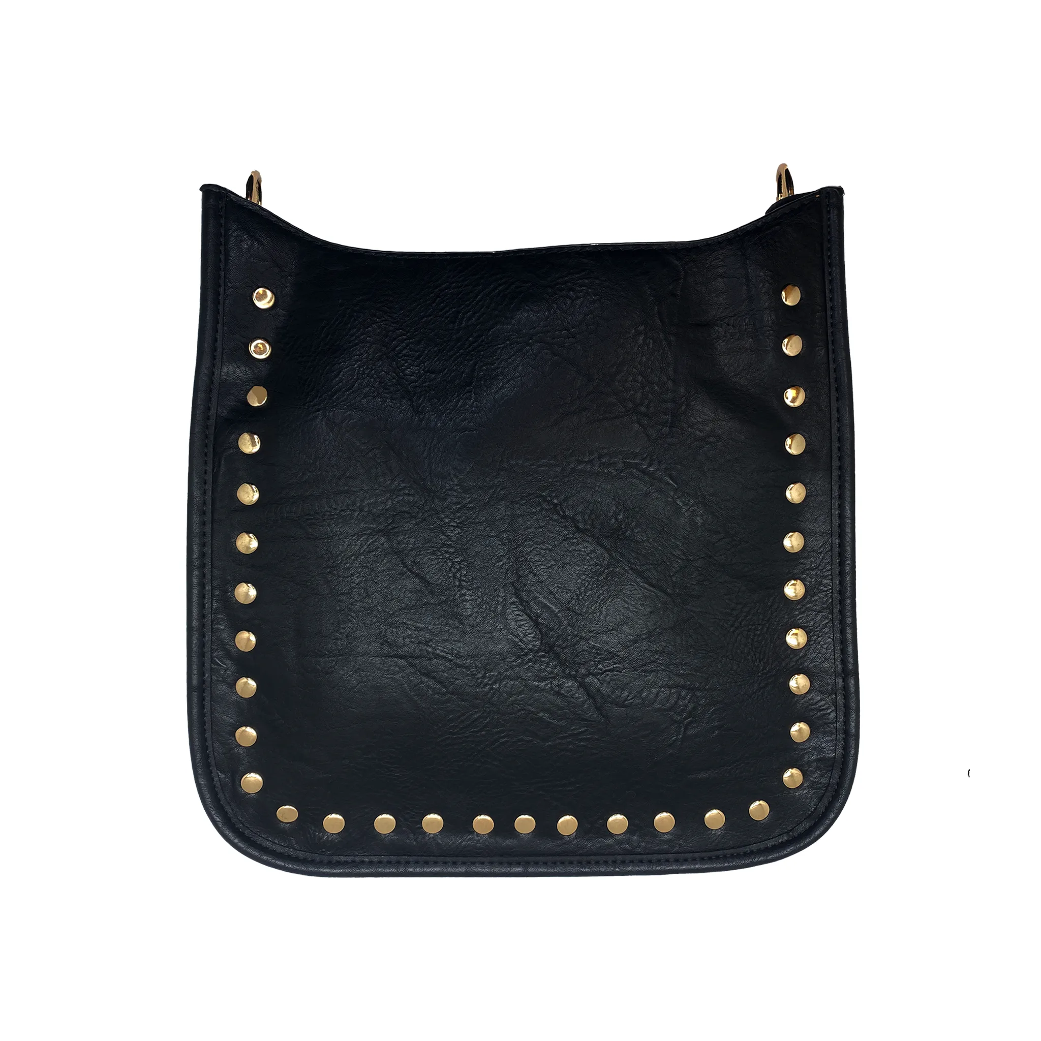 Studded Messenger Bag- Black