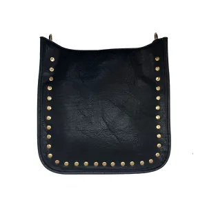 Studded Messenger Bag- Black