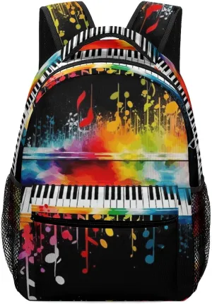 Stylish Backpack, Colorful Piano Keyboard Music Note Print Durable Backpack Travel Backpack Hiking Backpack Ergonomic Backpack Comfortable Backpack