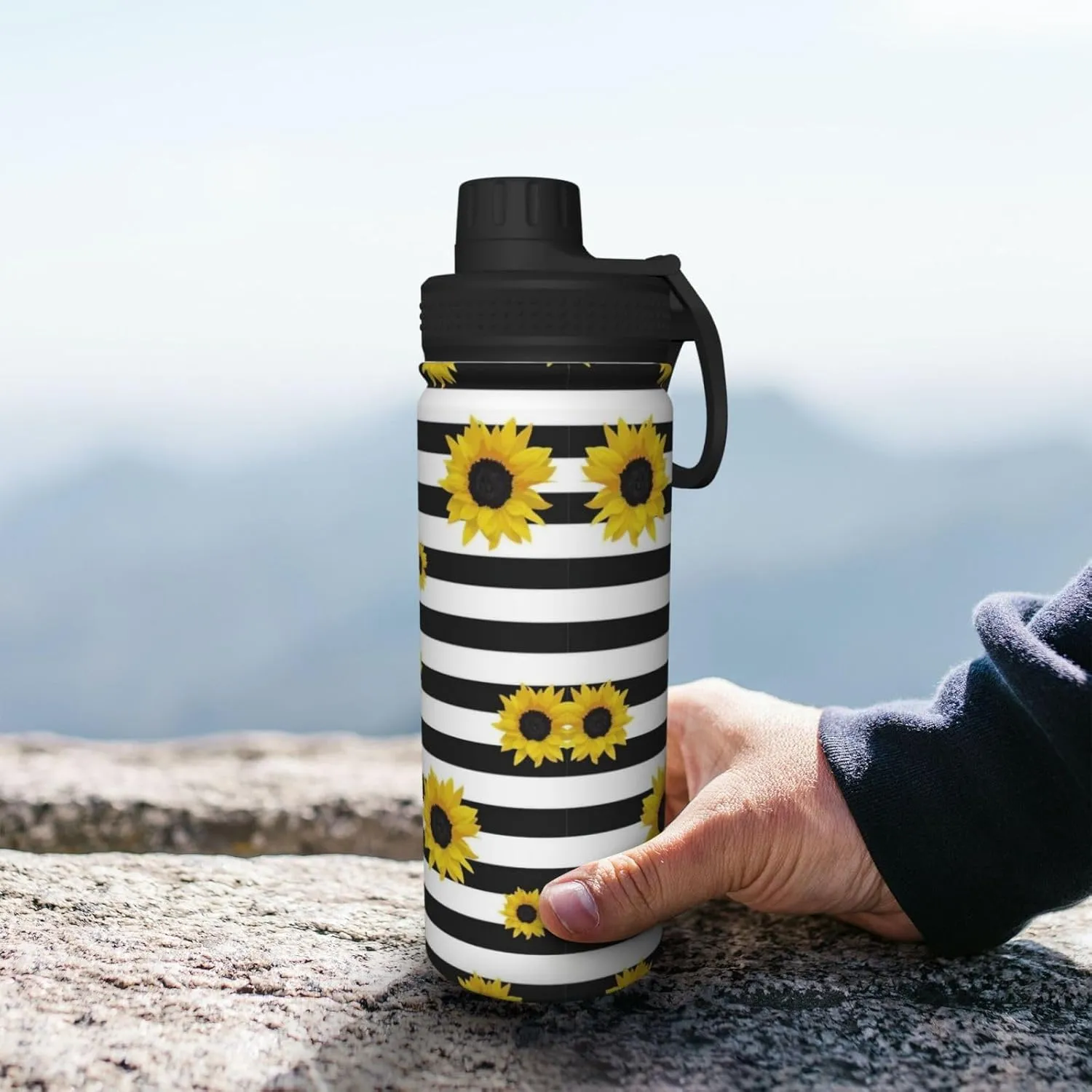 Stylish Sunflowers 18oz Sports Insulated Bottle For Outdoor Activities,Your Ideal Companion Staying Hydrated