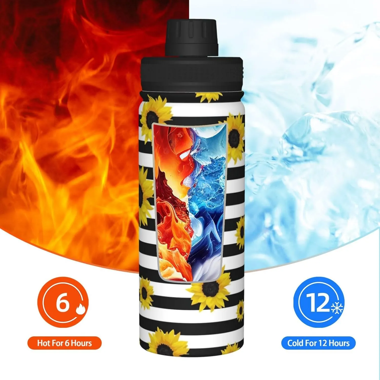Stylish Sunflowers 18oz Sports Insulated Bottle For Outdoor Activities,Your Ideal Companion Staying Hydrated