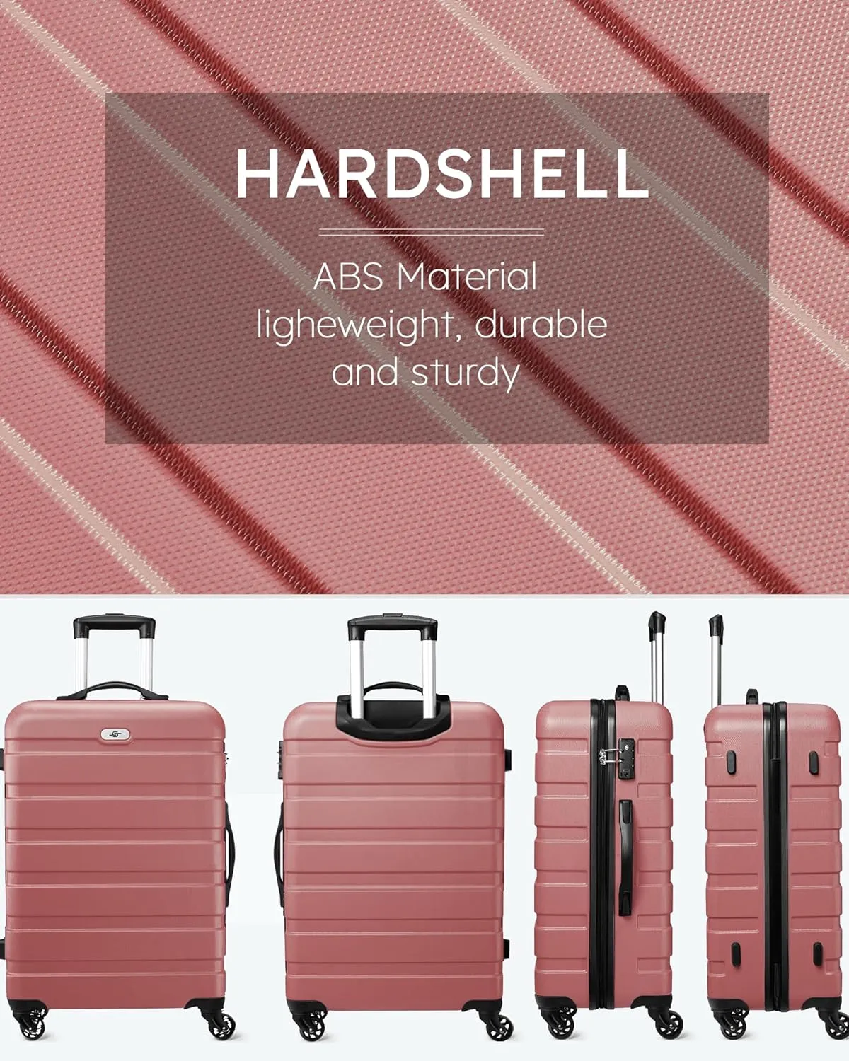 Suitour 3 piece Luggage Sets with Spinner Wheels,Hard Shell luggage sets for Women,20 24 28 inch Travel Luggage