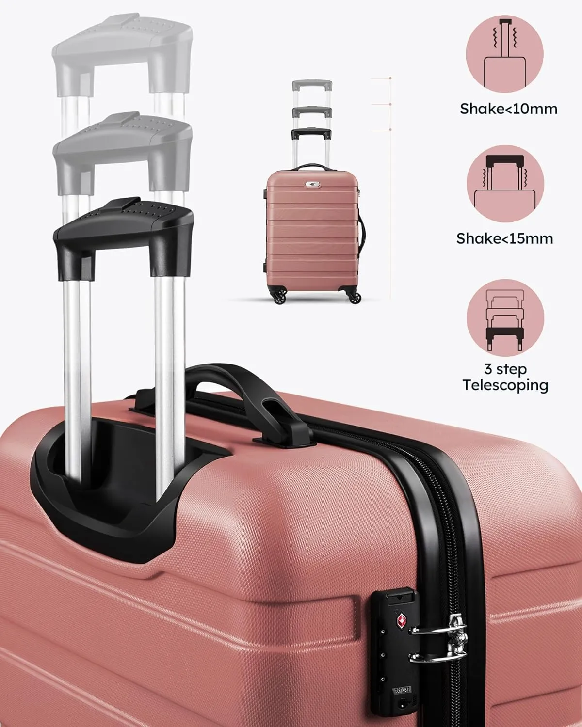 Suitour 3 piece Luggage Sets with Spinner Wheels,Hard Shell luggage sets for Women,20 24 28 inch Travel Luggage