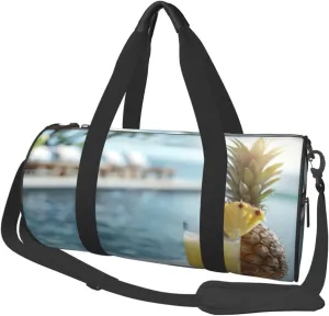 Summer Pineapple Juice Travel Bag for Women & Men, Large Capacity Duffle Bag with Detachable Shoulder Strap, Waterproof Overnight Weekender Bag for Gym Business Vacation Short Trips
