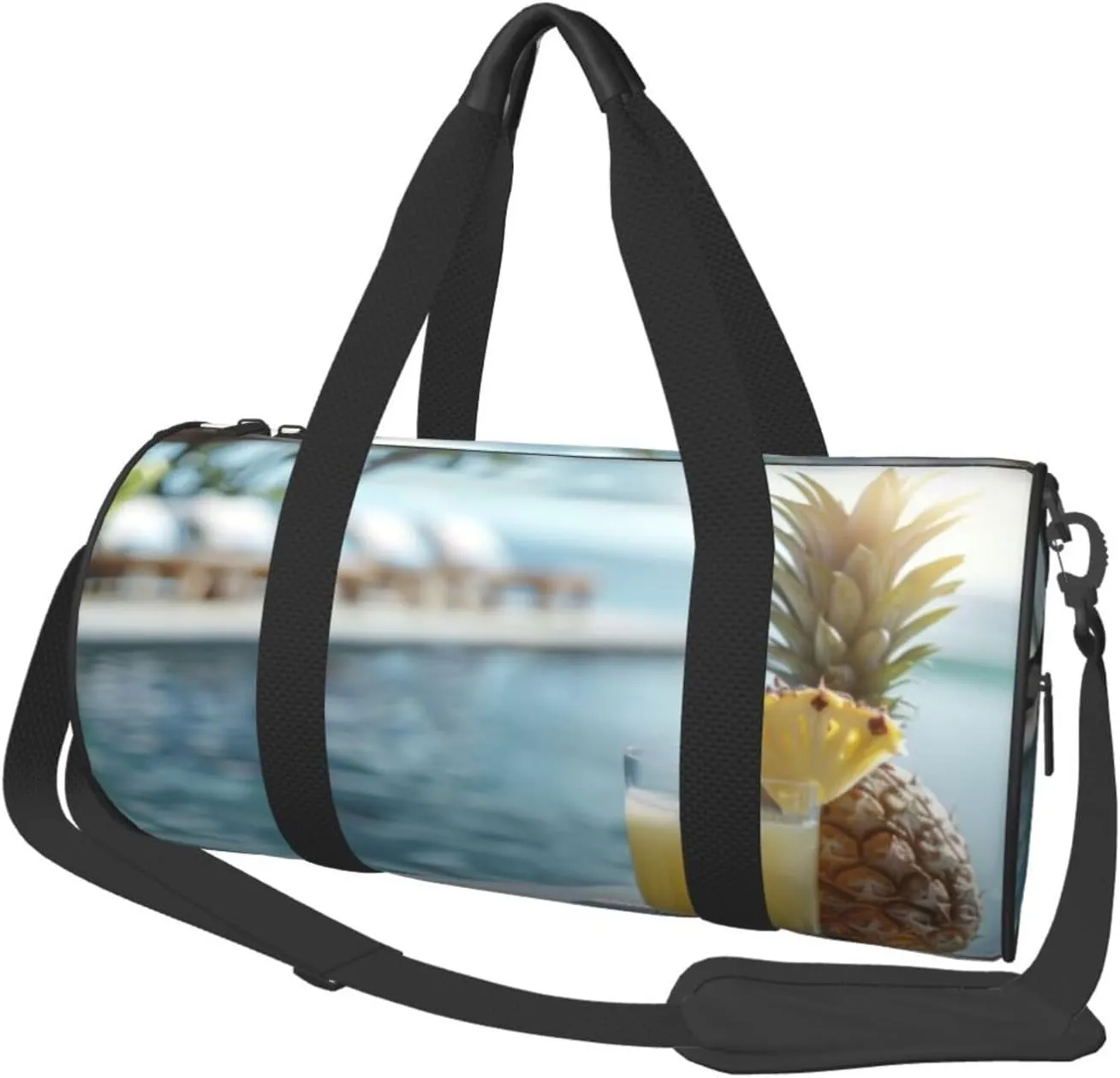 Summer Pineapple Juice Travel Bag for Women & Men, Large Capacity Duffle Bag with Detachable Shoulder Strap, Waterproof Overnight Weekender Bag for Gym Business Vacation Short Trips