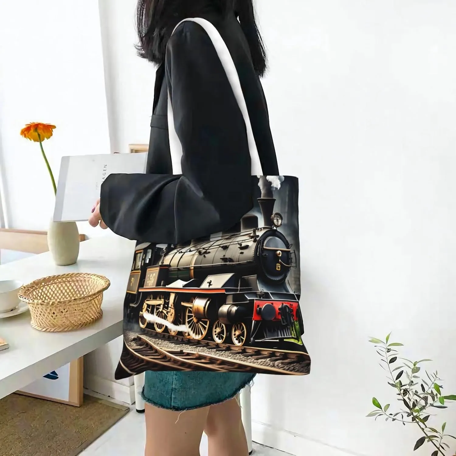 Summer Sunflower Canvas Tote Bags For Women Handbag Tote Purse,Canvas Crossbody Bag For Office, Travel, School