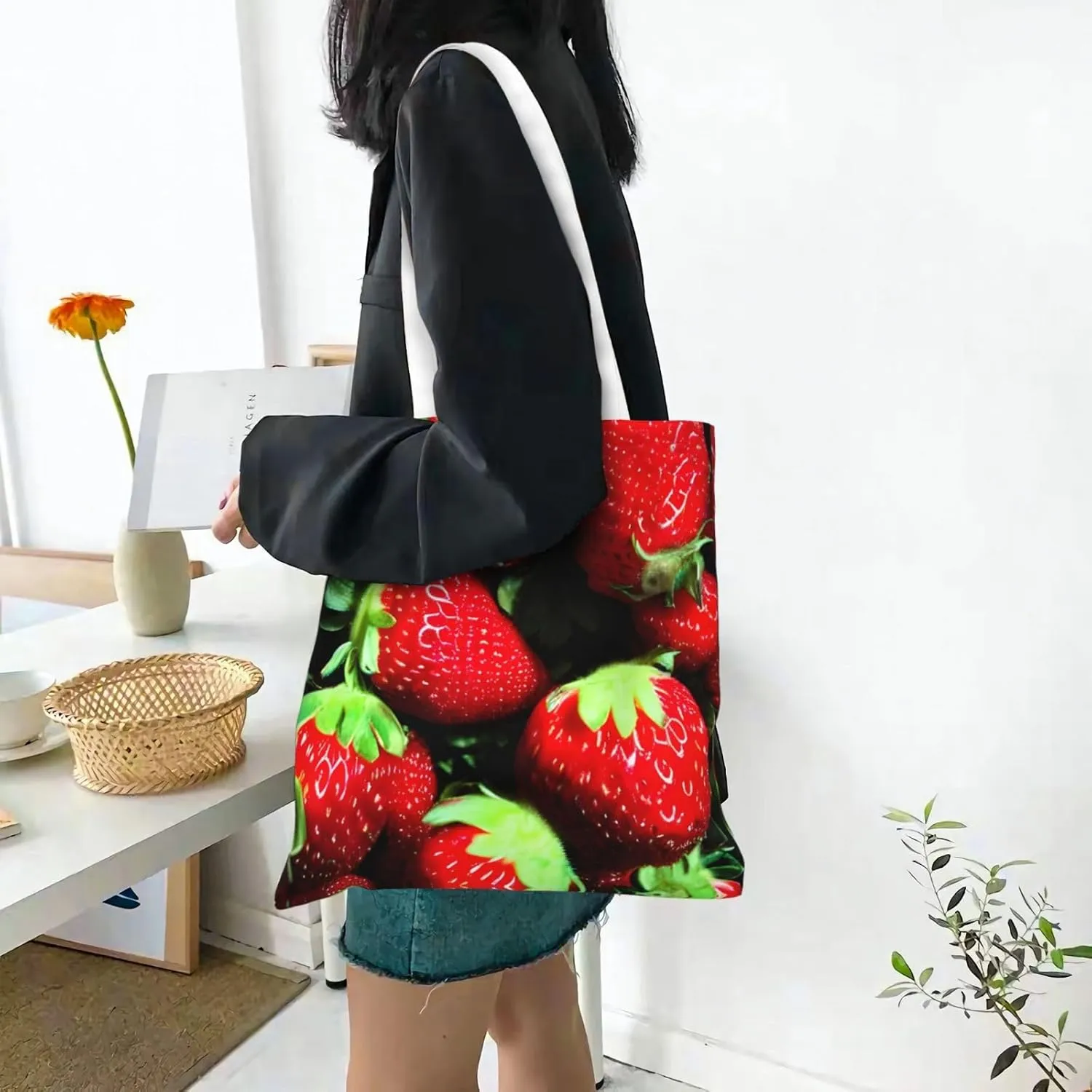 Summer Sunflower Canvas Tote Bags For Women Handbag Tote Purse,Canvas Crossbody Bag For Office, Travel, School