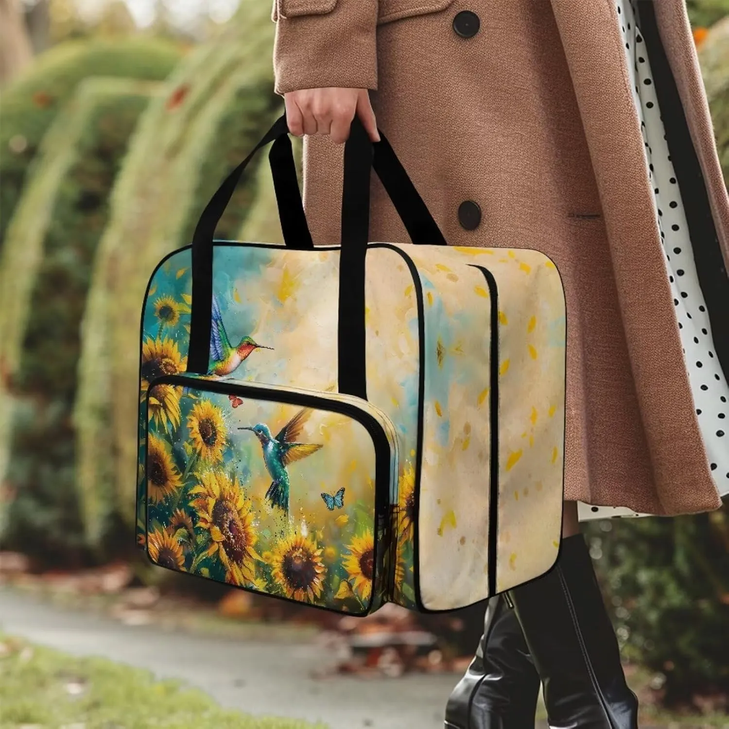 Sunflower Hummingbird Butterfly Sewing Machine Case, Universal Travel Bag，Lightweight Dust proof Compatible for Most Standard Sewing Machines