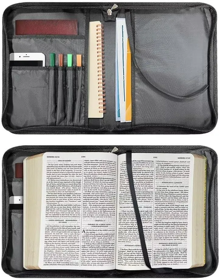 Suobstales Cross Butterfly Flower Print Bible Cover for Bible Study Supplies, Cast Your Burden on the Lord Bible Case with Handle and Strap, Lightweight Bible Tote Bag Book Case for Women Men, 2XL