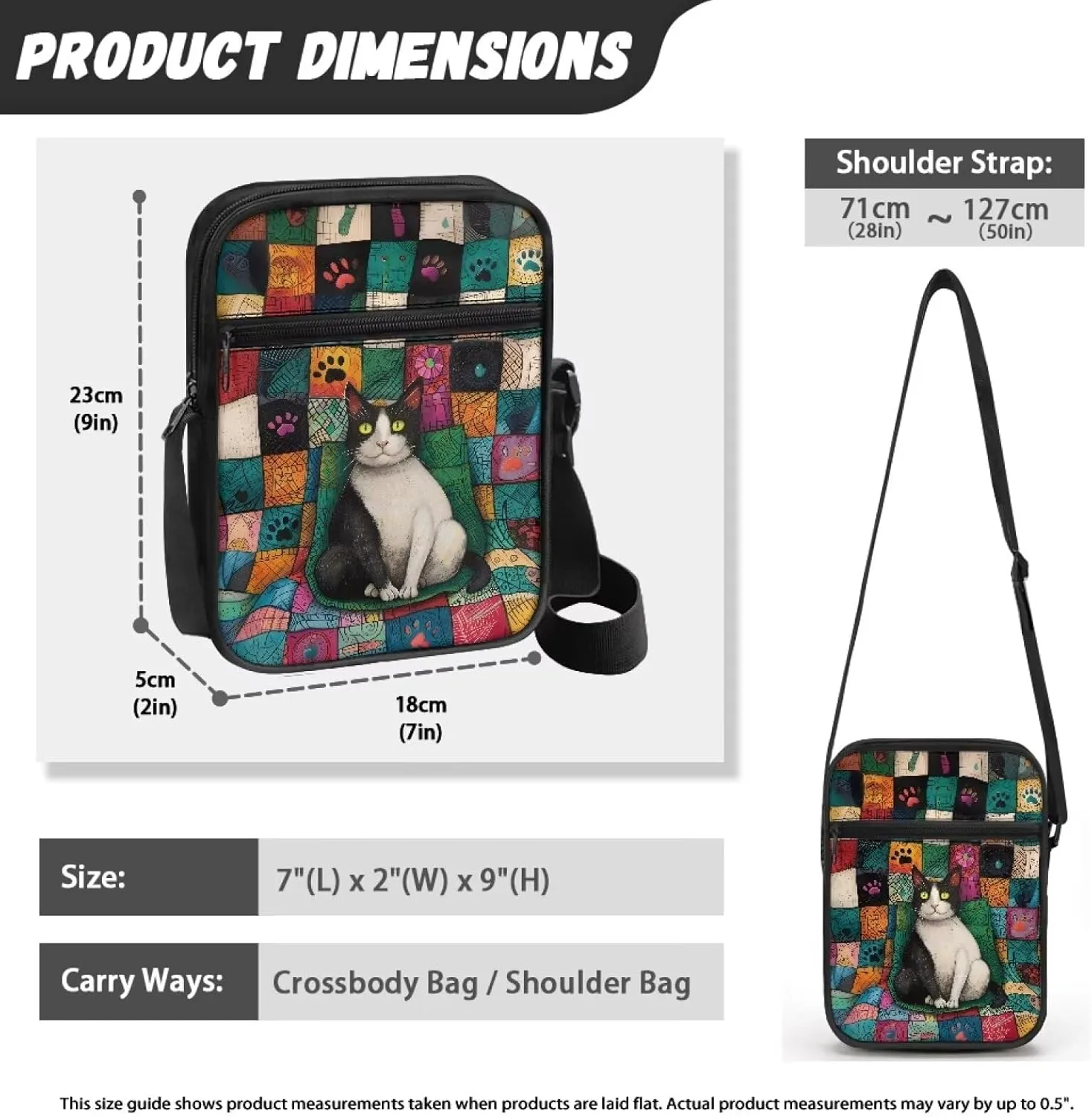 Suobstales Crossbody Bag for Women Men Small Messenger Bag Shoulder Bag Fanny Pack Purse Satchel Bag with Zipper Closure