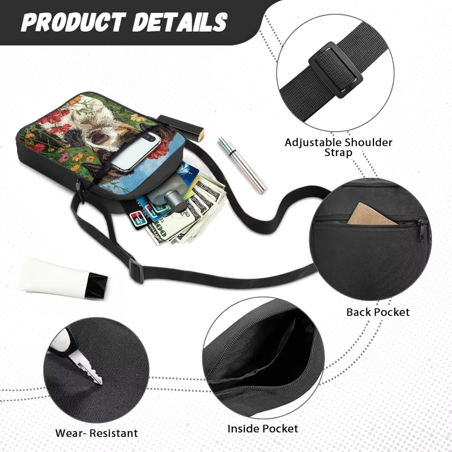 Suobstales Crossbody Bag for Women Men Small Messenger Bag Shoulder Bag Fanny Pack Purse Satchel Bag with Zipper Closure