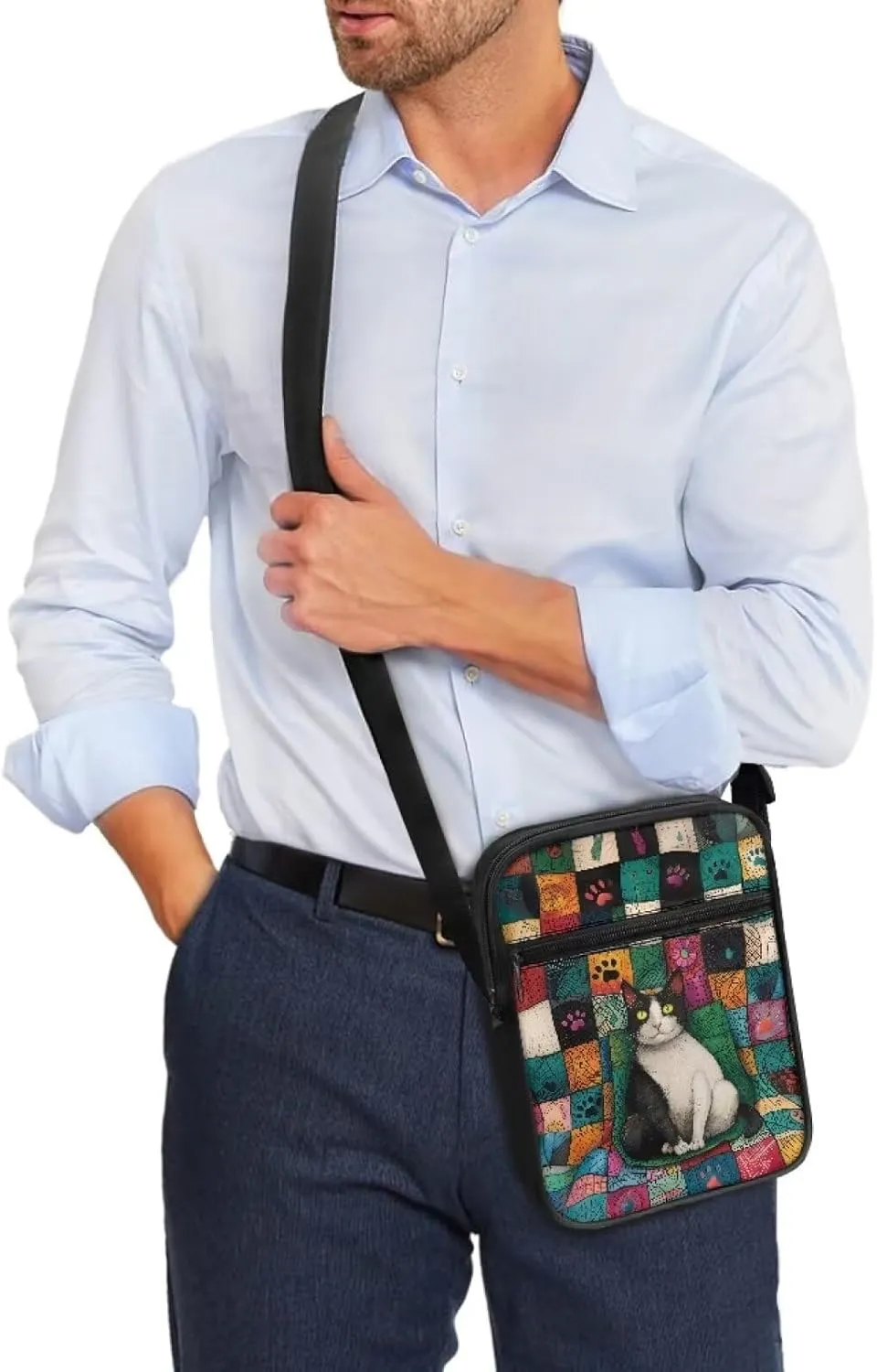 Suobstales Crossbody Bag for Women Men Small Messenger Bag Shoulder Bag Fanny Pack Purse Satchel Bag with Zipper Closure