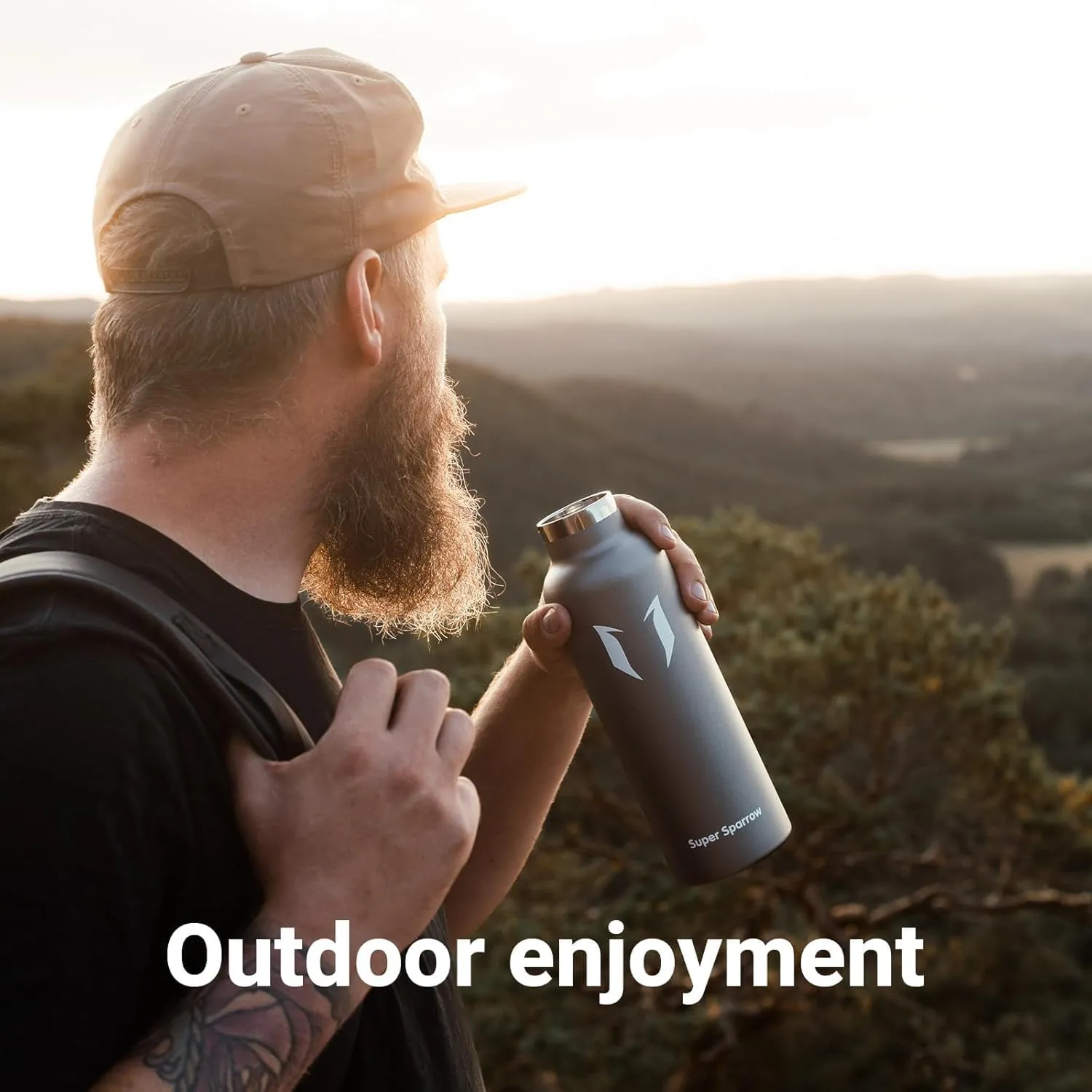 Super Sparrow Water Bottle Insulated - 17 Oz / 25 Oz / 32 Oz - Standard Mouth FlipFlow Flask - BPA Free, Leak Proof Drink Bottle- Ergonomic Straw Water Bottle for Work, Gym, Travel, Sports, Outdoor