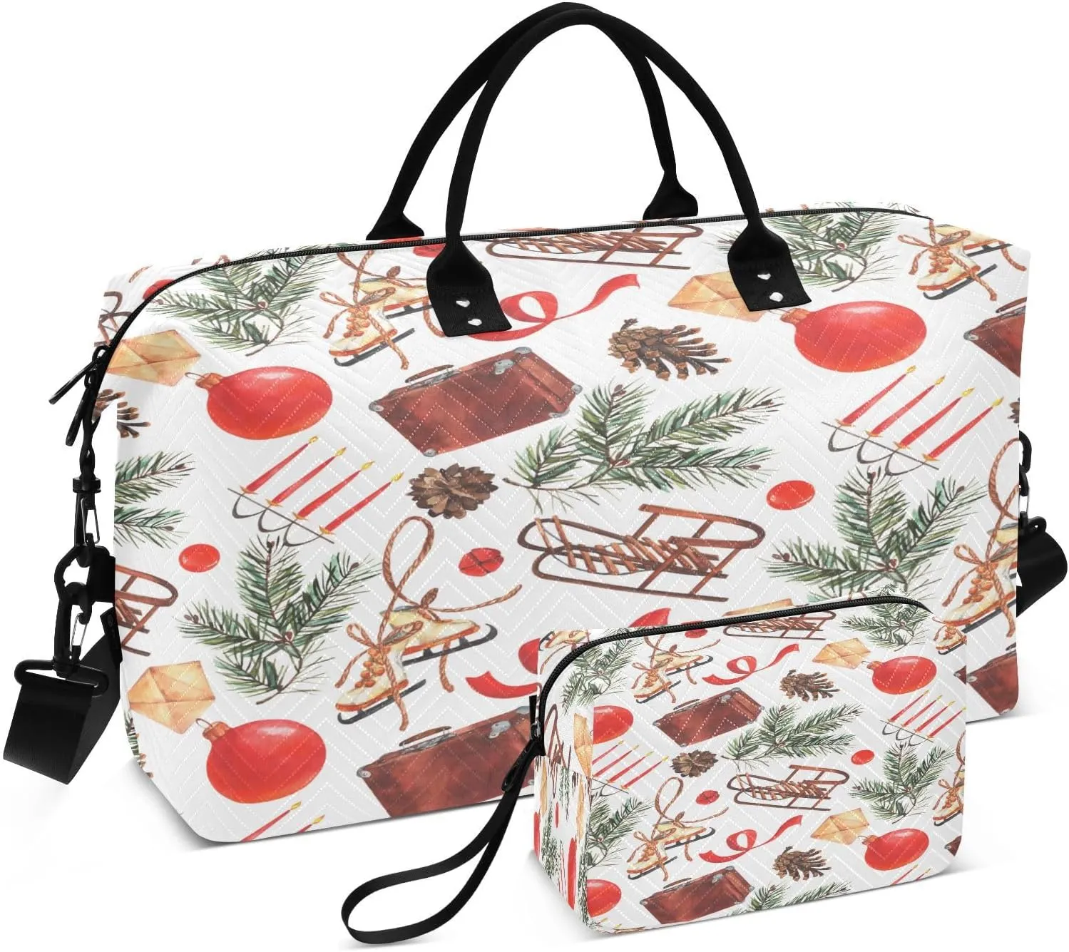 susiyo Cone Spruce Branch Expandable Travel Duffle Bag, Large Weekender Overnight Bags and Adjustable Strap, Carry On Shoulder Tote Bag, Gym Duffel Bag with Toiletry Bags for Hospital