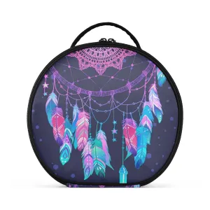 susiyo Makeup Case, Indian Dream Catcher Feathers Cosmetic Bag Organizer Travel Makeup Train Case with Adjustable Dividers
