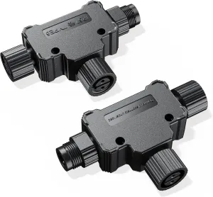 T Connector(Luxury)-2Pack Compatible with Philips Hue Outdoor Low Voltage Lights,Expand and Customize Your Outdoor Smart Lighting Setup, Black