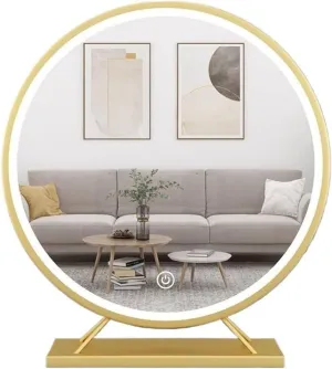 Table Mirror Desktop Led Makeup Mirror with Lights Girls Bedroom Smart Dresser Large Mirror Wind Home Makeup Mirror Tabletop Cosmetic Mirror(30CM)