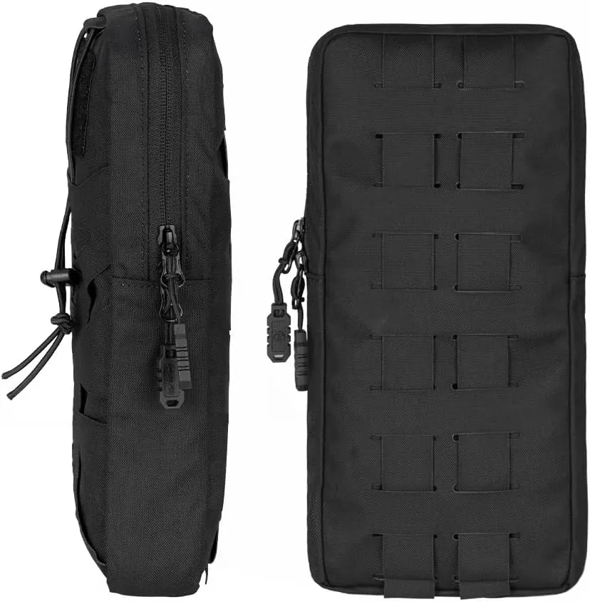 Tactical Hydration Pouch with Inner Bladder for 1L Water Bag Laser Cut MOLLE Hydration Pouch for Hiking Biking Running and Climbin 500D Nylon